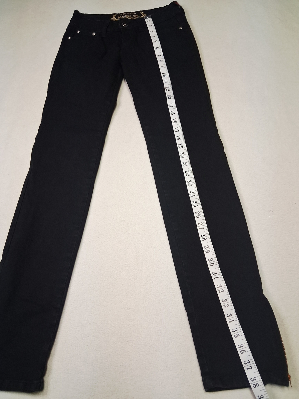 Just For My Beautiful Girl Black Pants with Zipper Bottoms - Picture 2 of 9